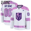 Børn NHL Vegas Golden Knights Trøje Tilpasset 2024-25 Fanatics Hockey Fights Cancer Practice Hvid